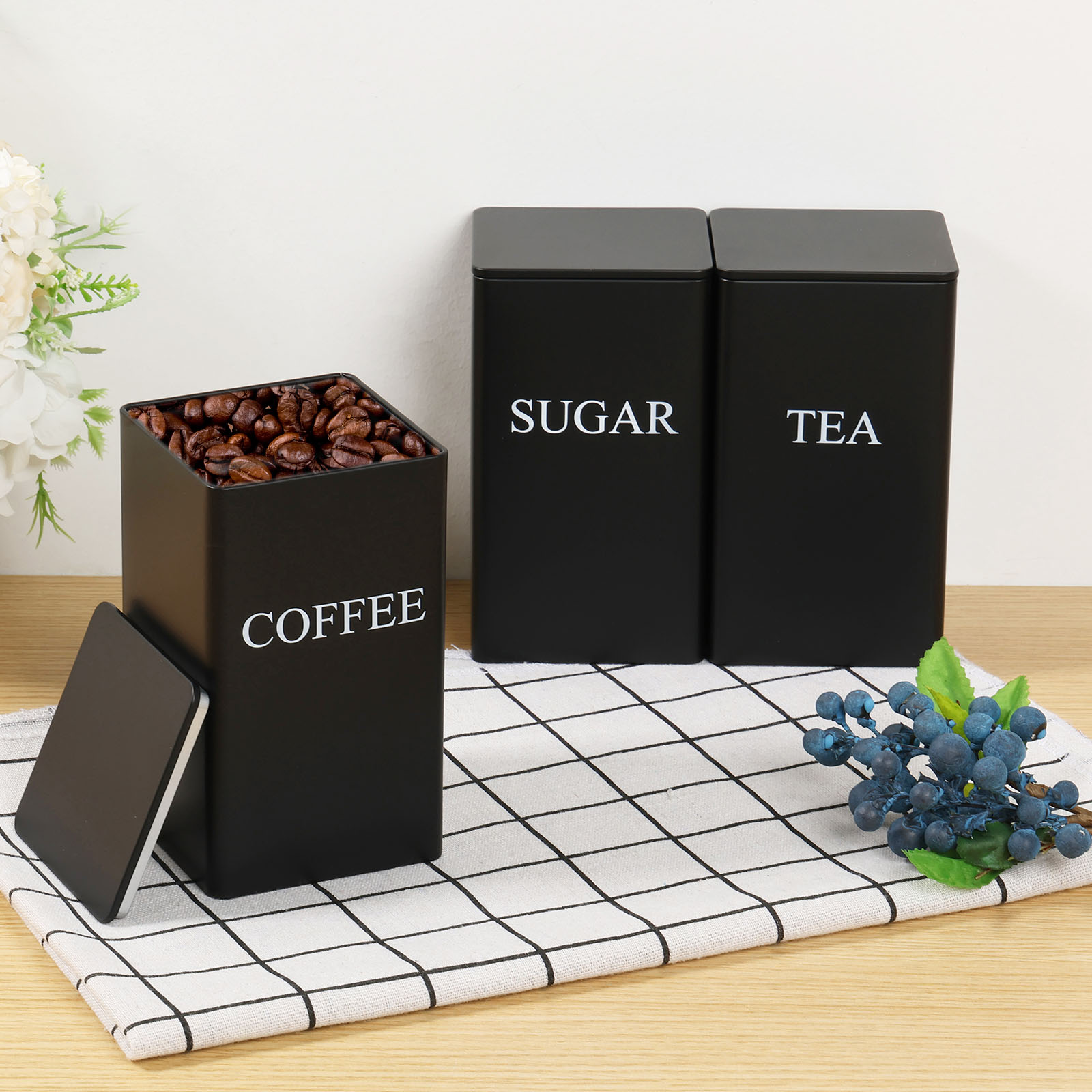 Canister Coffee Sugar Tea - 3Pcs 커피 콩 저장 용기 차