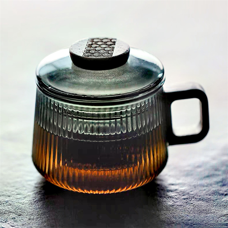 Coffee Tea Japan - 스트라이프 하이 붕규산염 유리 차 머그잔,