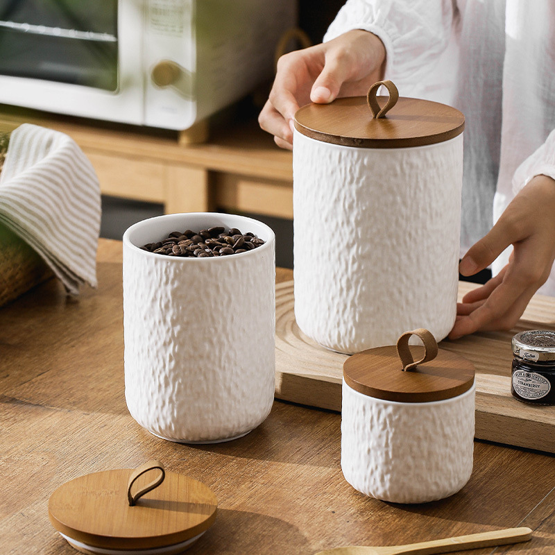 Canister Coffee Sugar Tea - 바위 패턴 세라믹 차 저장 용기