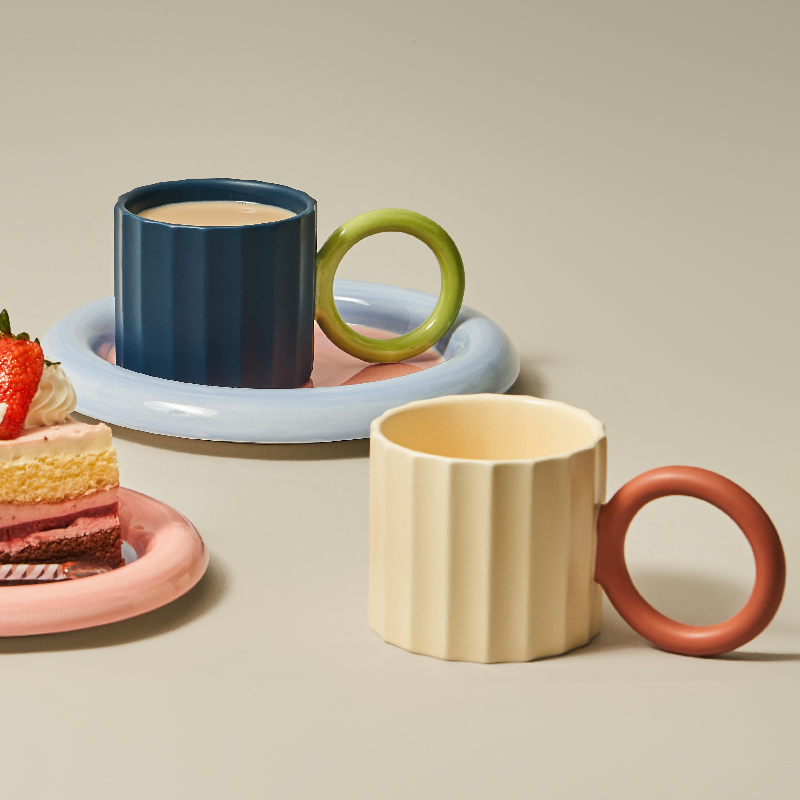 Coffee Tea Japan - 큰 손잡이 일본 세라믹 커피 머그잔,