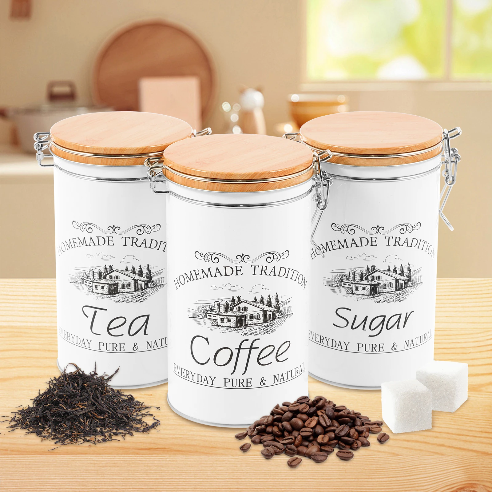 Coffee Tea Jar Set - 3 개/대 차 커피 설탕 용기