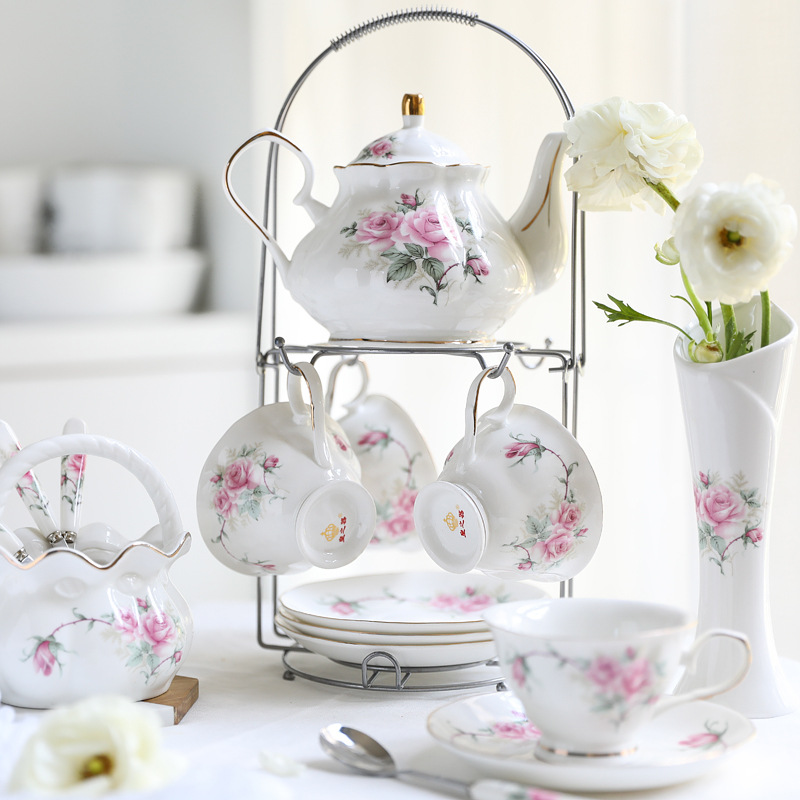 Tea Coffee Pot Set - 세라믹 커피 세트 유럽풍 컵 세트