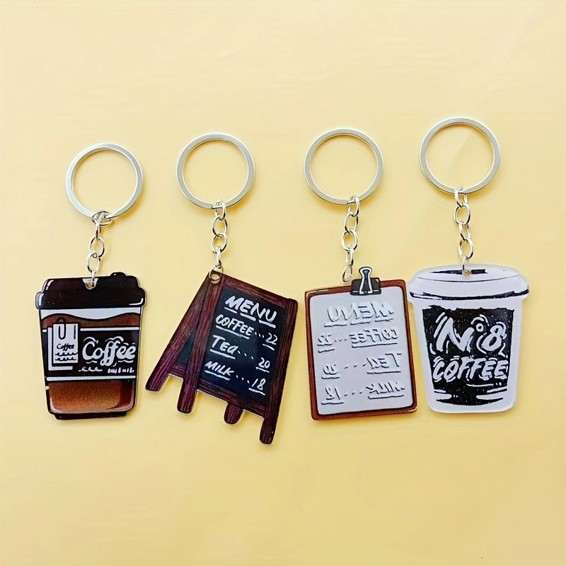 Coffee & Tea Phúc Long - 8개 아크릴 커피컵 열쇠고리, 여성용 참신한