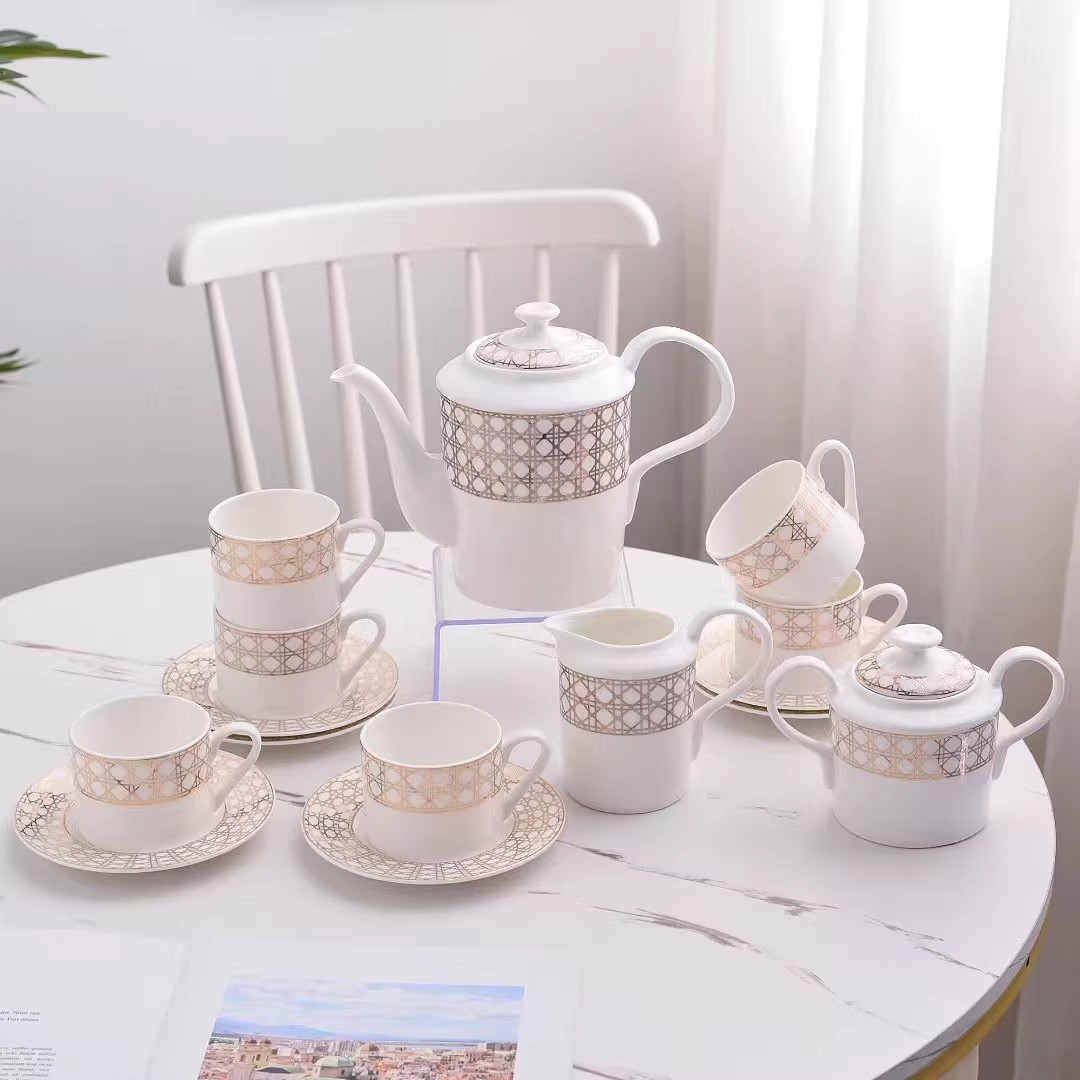 Coffee Tea Love - 유럽풍 고급스러운 심플 골드 테두리 본차이나