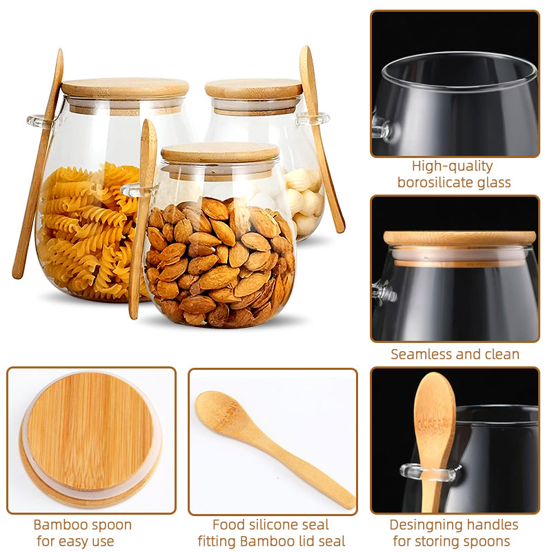 숟가락과 뚜껑이 있는 34온스 밀봉 유리병 투명 양념병 - Coffee Tea Jar Set 리뷰 및 가격