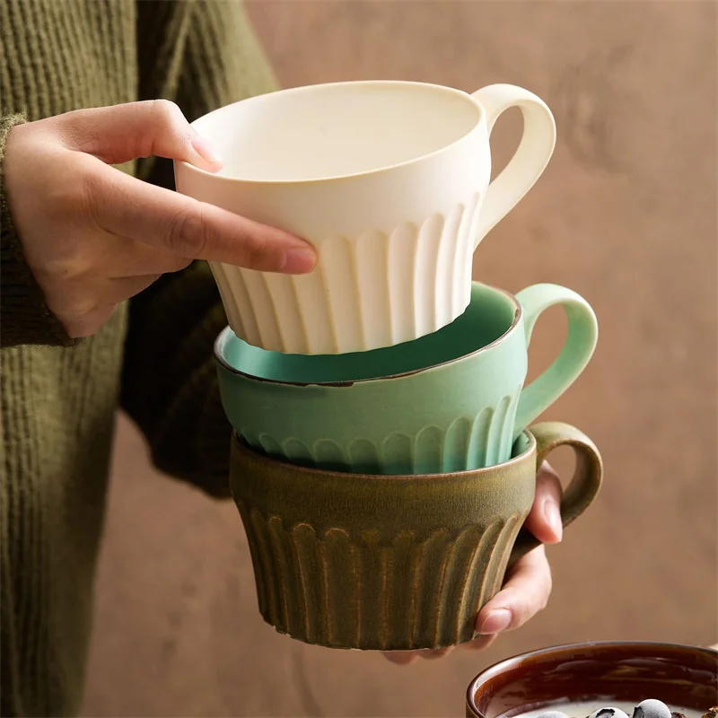 350ml 일본 레트로 세로결 세라믹 머그컵 독창적인  - Coffee Tea Japan 리뷰 및 가격