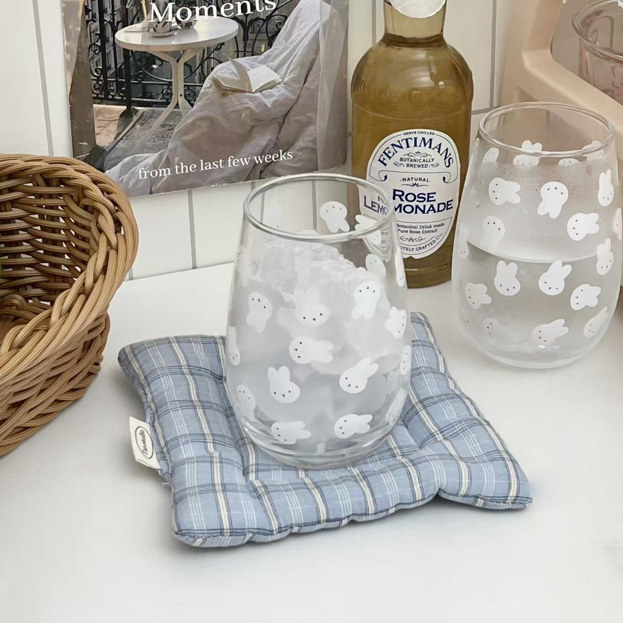 귀여운 미피 토끼 프린트 유리 텀블러 대용량 물컵 -  - Water Tea And Coffee 리뷰 및 가격