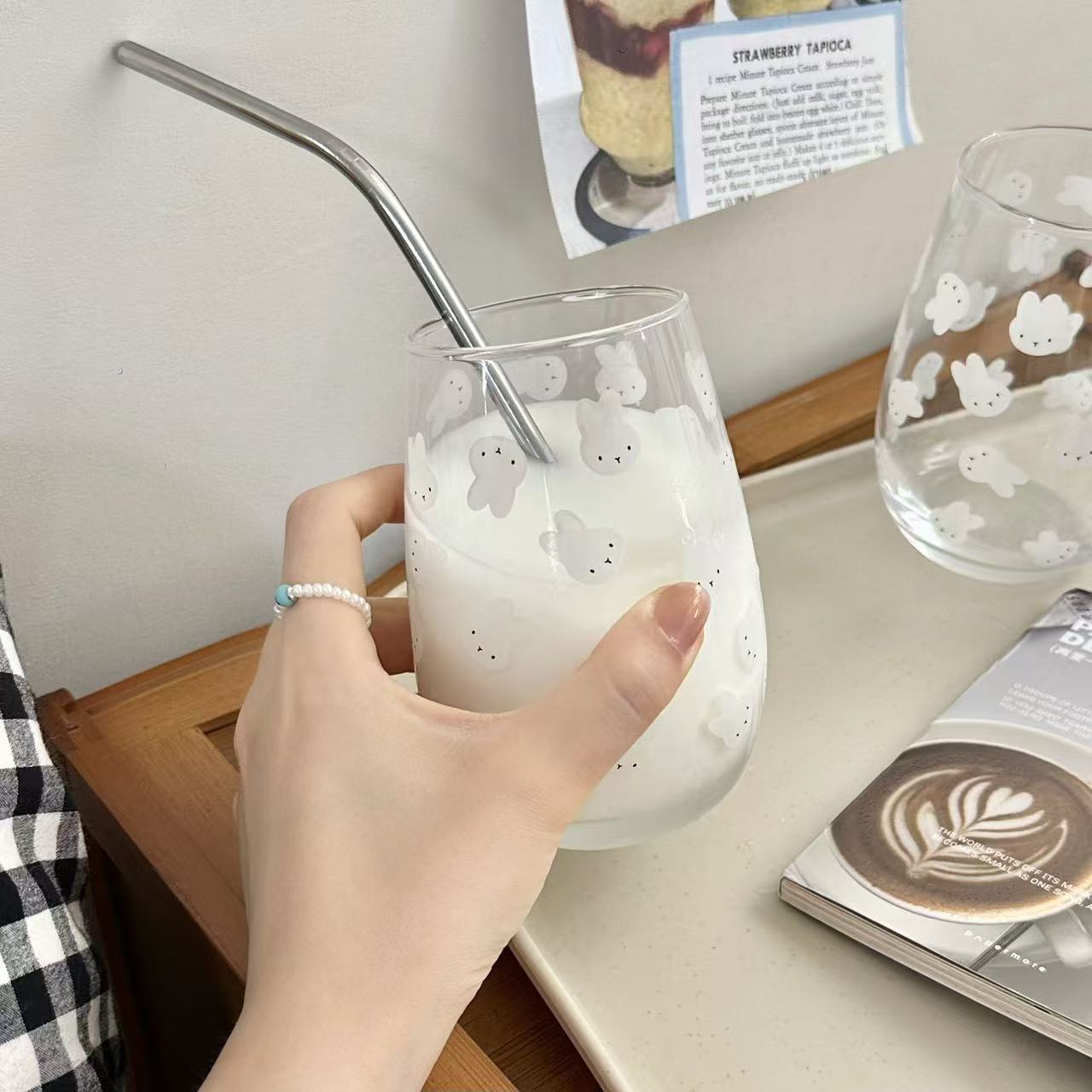 귀여운 미피 토끼 프린트 유리 텀블러 대용량 물컵 -  - Water Tea And Coffee 리뷰 및 가격