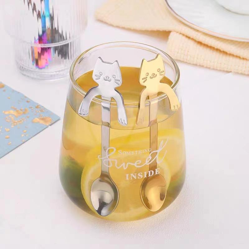 * 1Pcs 스테인레스 스틸 귀여운 고양이 교수형 숟가 - Coffee Tea Love 리뷰 및 가격