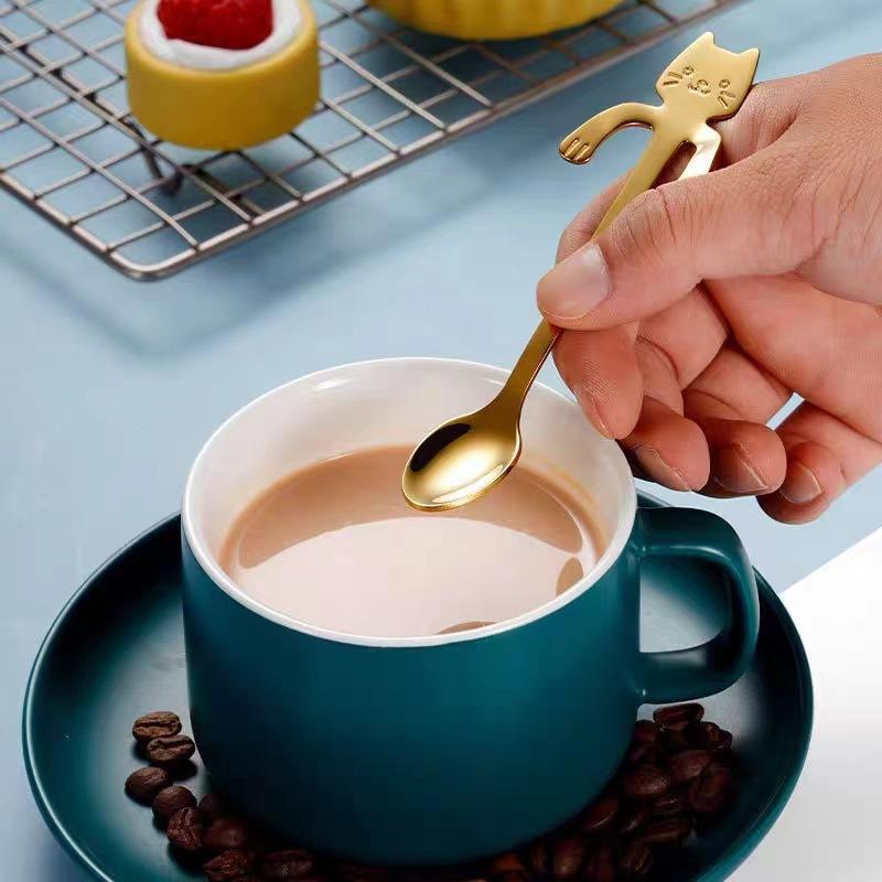 * 1Pcs 스테인레스 스틸 귀여운 고양이 교수형 숟가 - Coffee Tea Love 리뷰 및 가격
