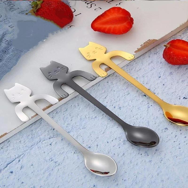 * 1Pcs 스테인레스 스틸 귀여운 고양이 교수형 숟가 - Coffee Tea Love 리뷰 및 가격