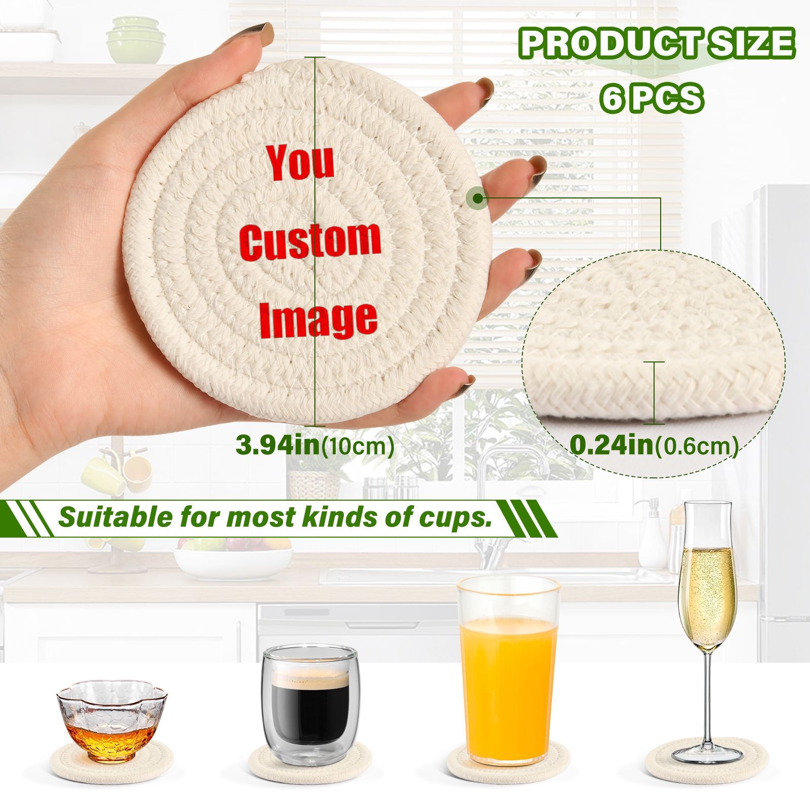 음료용 컵 컵 받침, 흡수성 우븐 코스터 세트, 거치대 - Coffee Tea Images 리뷰 및 가격