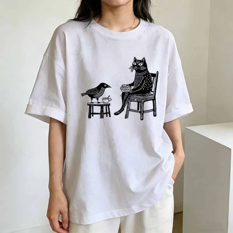 커피 차와 친구들과 함께하는 고양이 프린트 티셔츠 여성 - T And Tea Coffee 리뷰 및 가격