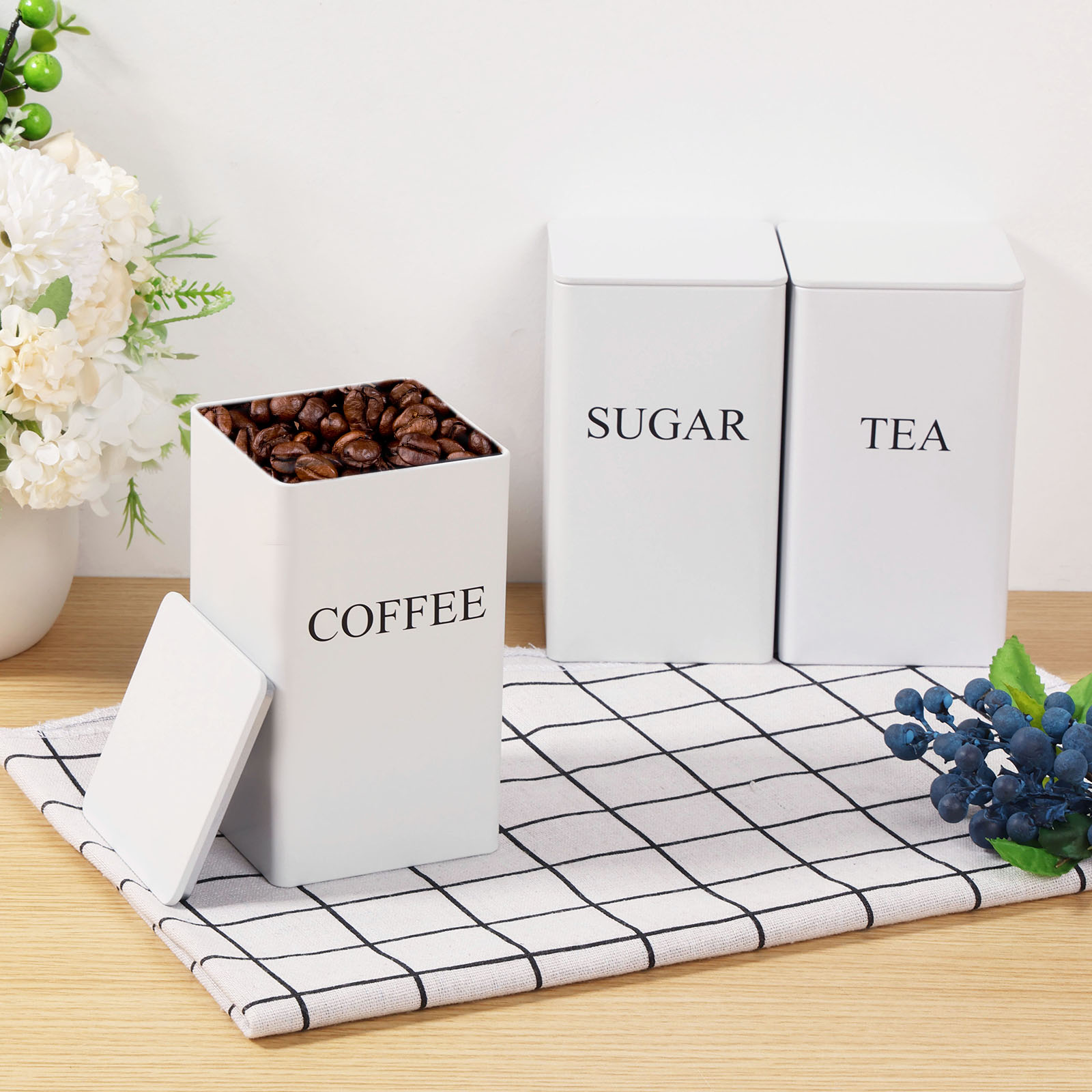 3Pcs 커피 콩 저장 용기 차 설탕 진공 봉인 된 항 - Canister Coffee Sugar Tea 리뷰 및 가격