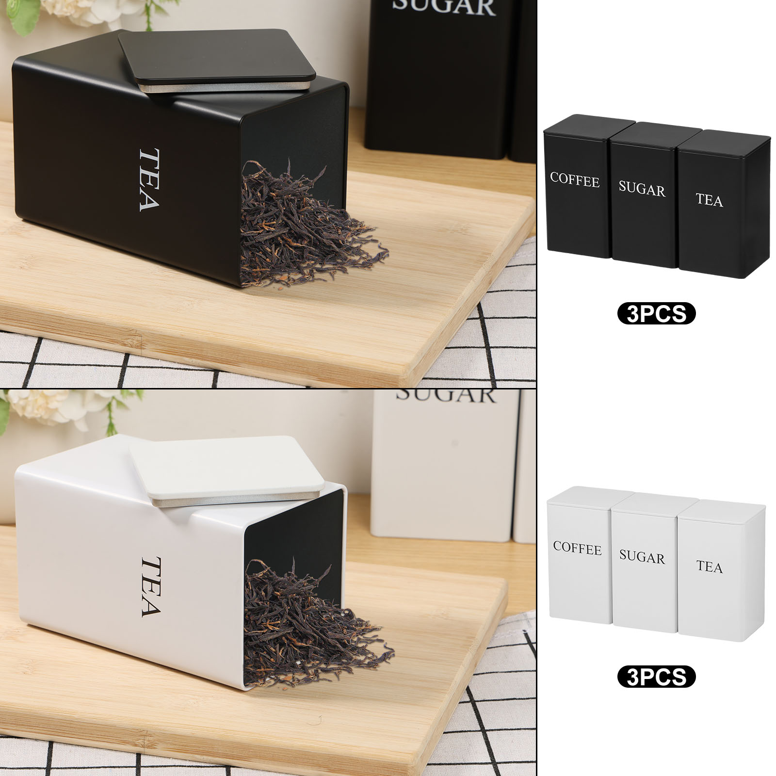 3Pcs 커피 콩 저장 용기 차 설탕 진공 봉인 된 항 - Canister Coffee Sugar Tea 리뷰 및 가격