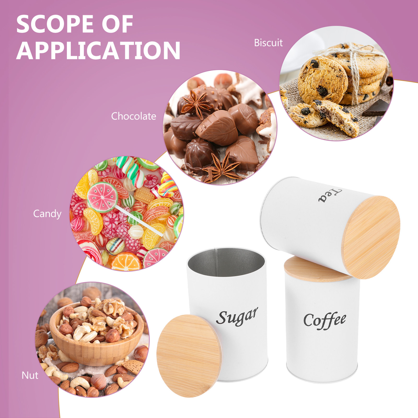 3개 세트 밀폐형 원형 용기 아연 도금 철제 몸체 대나 - Canister Coffee Sugar Tea 리뷰 및 가격