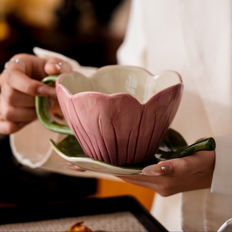 불규칙한 손으로 그린 ​​커피 컵 접시 세트 절묘한 사 - Coffee Tea And Leaf 리뷰 및 가격