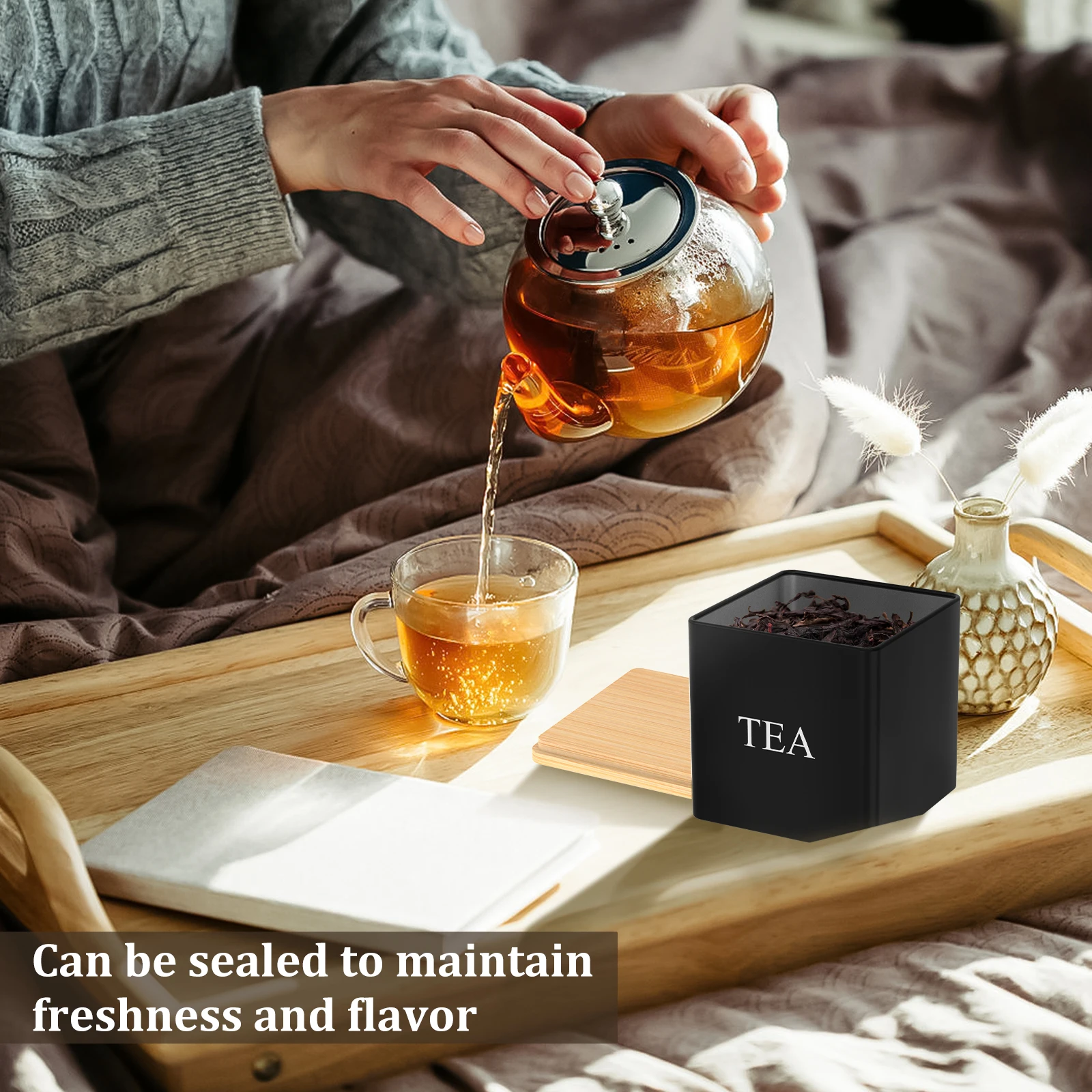 3개 세트 500ml 차/설탕/커피 보관 용기, 대나무 - Coffee Tea Jar Set 리뷰 및 가격