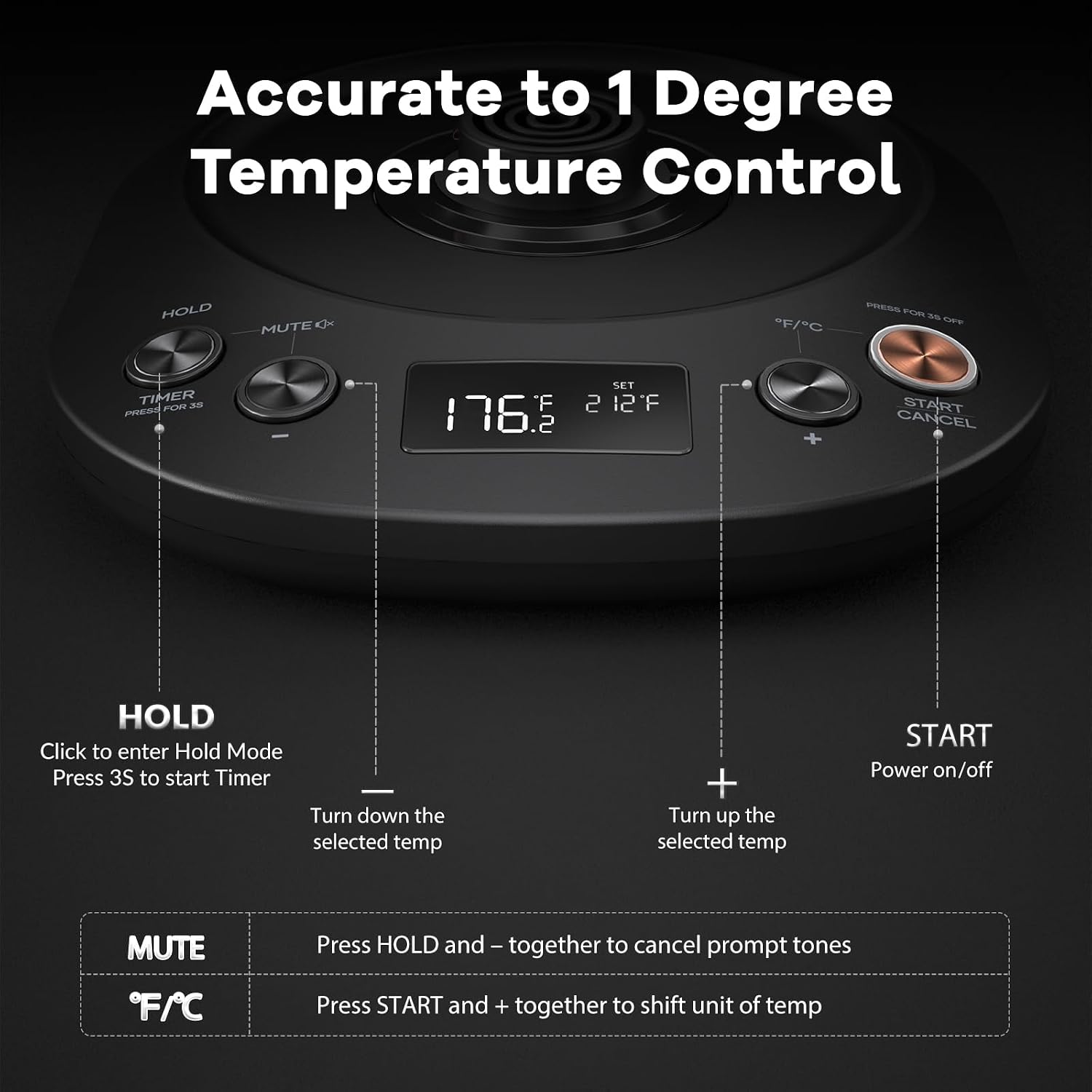 정밀 고온 조절 전기 주전자 ±1 ° F 온도 조절,  - Coffee Tea Images 리뷰 및 가격
