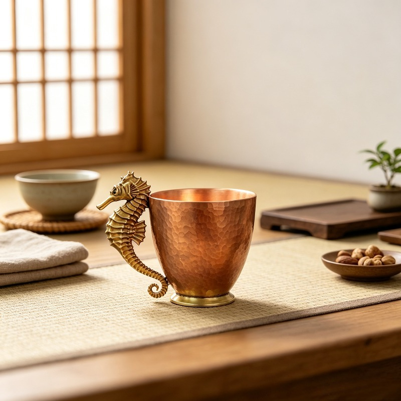 오리지널 구리 커피 머그잔, 해마 모양의 티컵 예술 조 - Coffee Tea Meaning 리뷰 및 가격