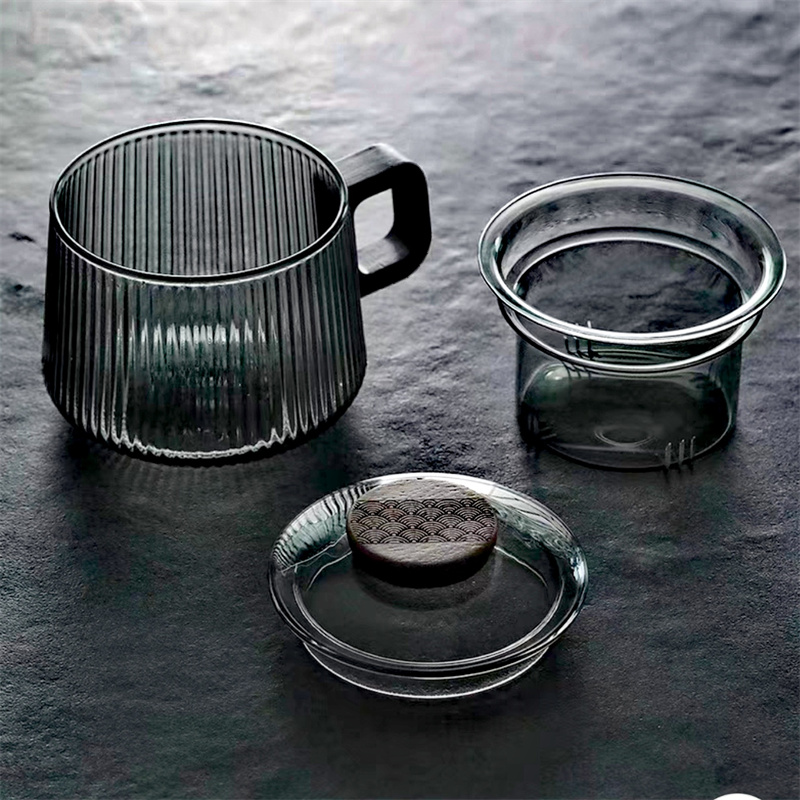스트라이프 하이 붕규산염 유리 차 머그잔, 나무 손잡이 - Coffee Tea Japan 리뷰 및 가격