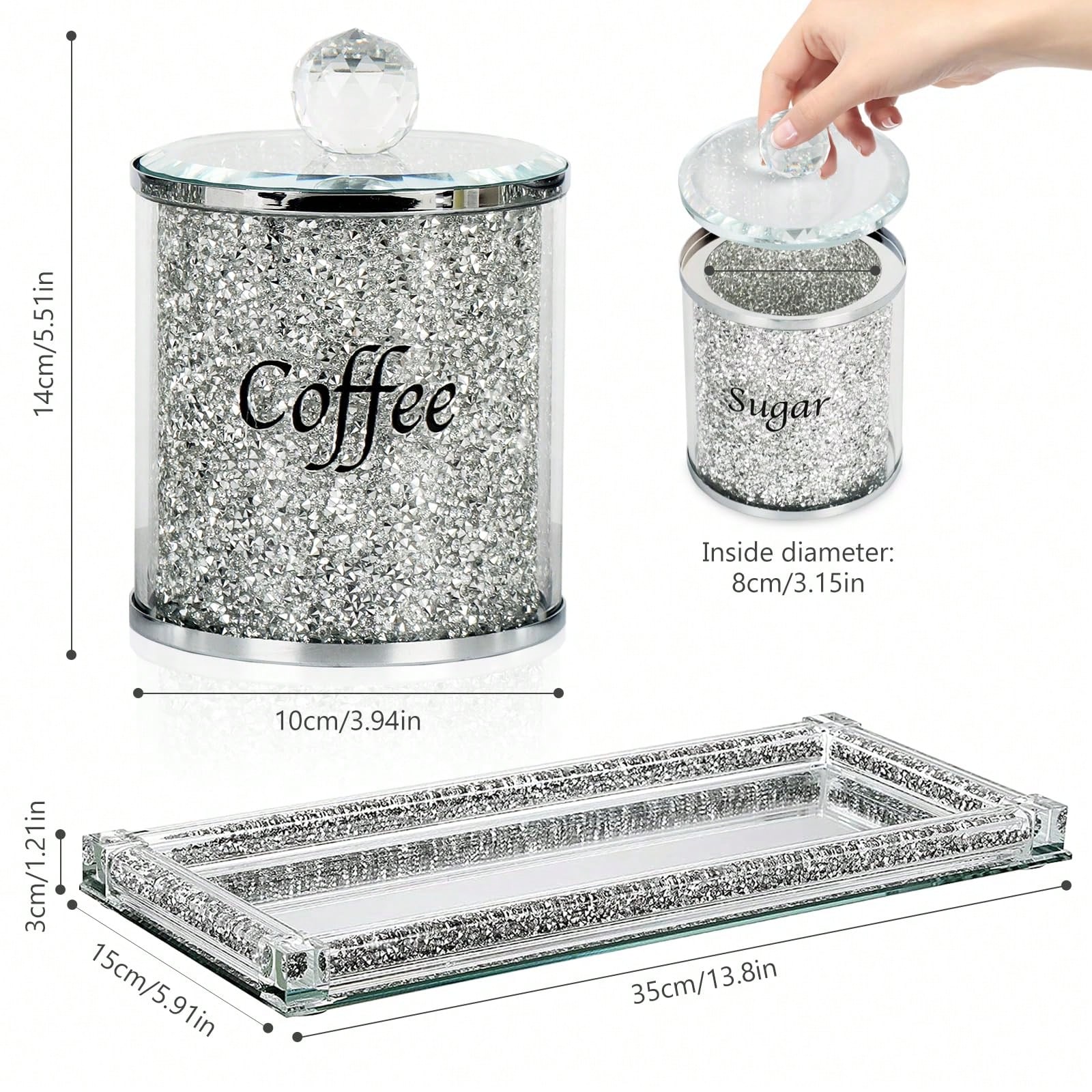 커피 설탕 차 보관 용기 세트 반짝이는 글램 크러쉬드  - Canister Coffee Sugar Tea 리뷰 및 가격