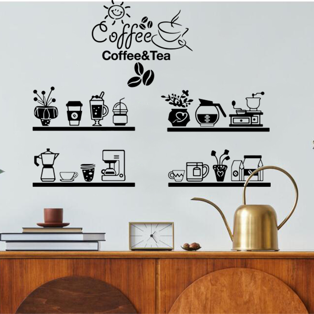 대형 커피콩 밀크티 카페 컵 벽 스티커, 주방 사무실  - Coffee Tea Break 리뷰 및 가격