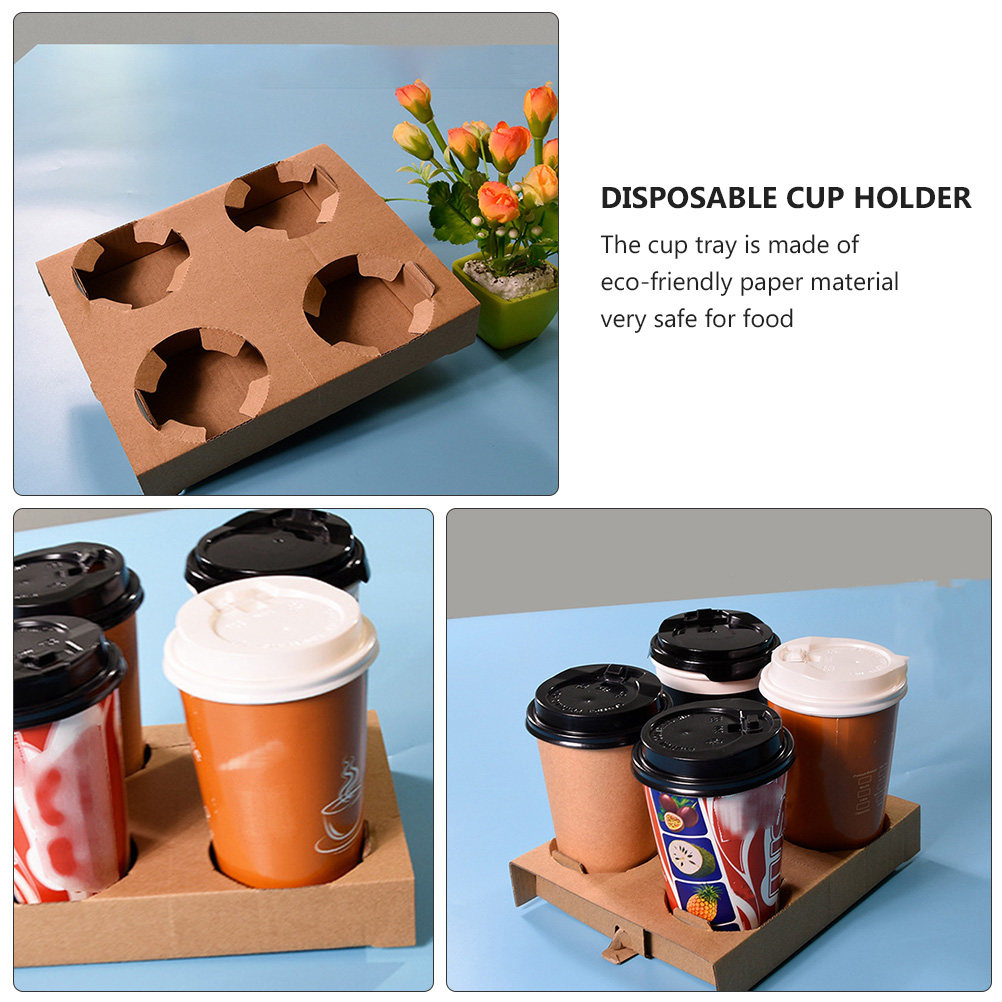 10Pcs 친환경 생분해성 종이 음료 캐리어 트레이 커 - Coffee Tea Holder 리뷰 및 가격