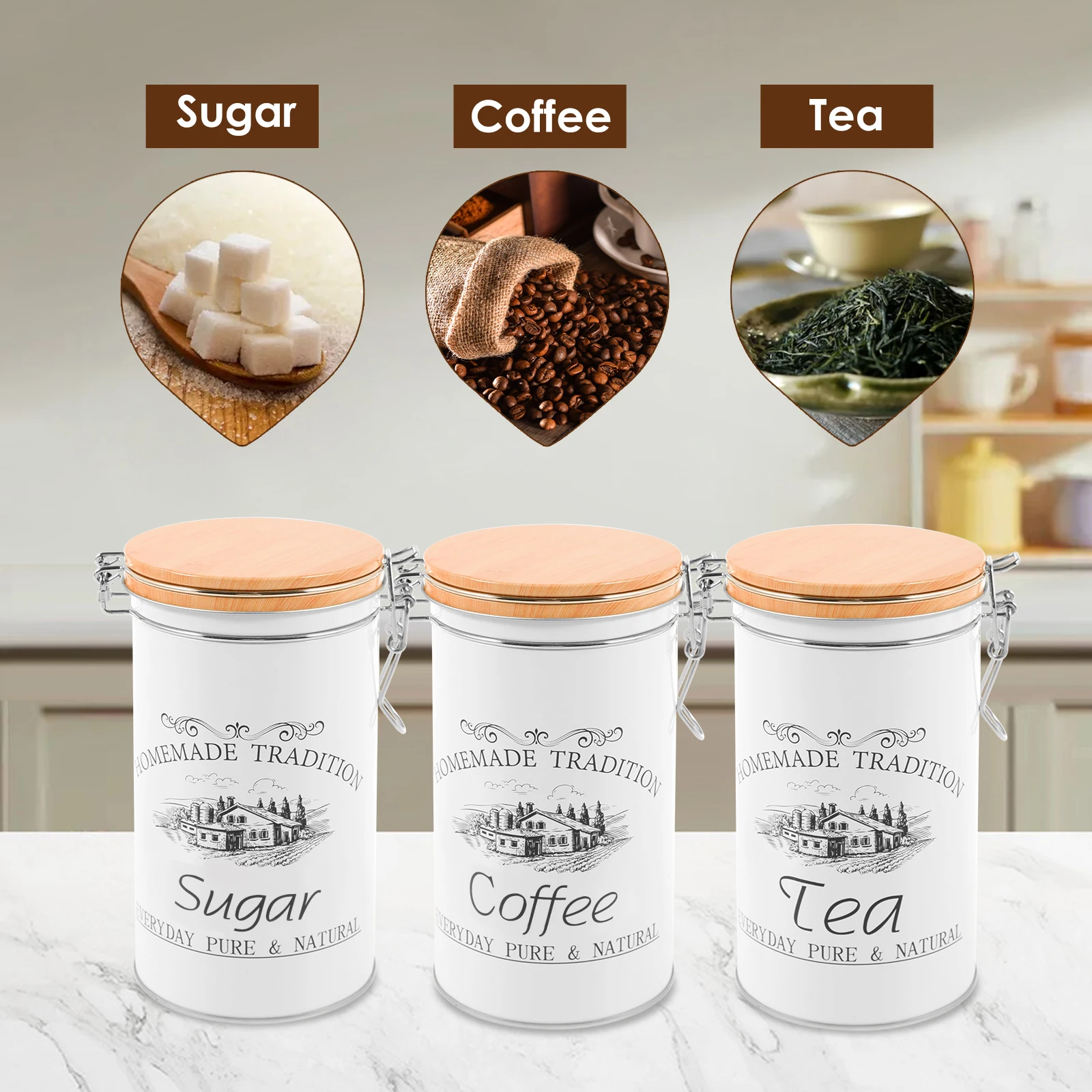 3 개/대 차 커피 설탕 용기 금속 커피 콩 저장 용기 - Coffee Tea Jar Set 리뷰 및 가격