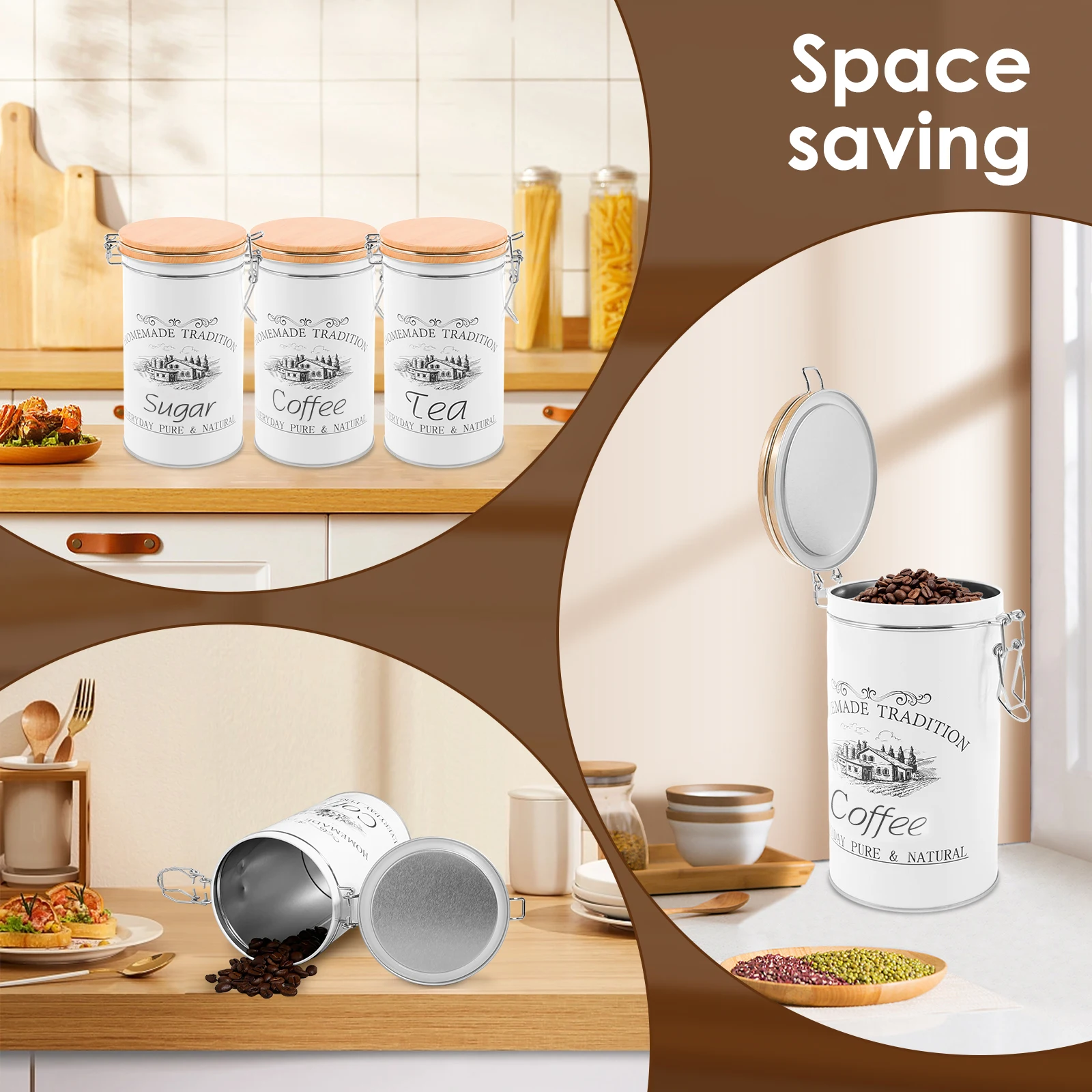 3 개/대 차 커피 설탕 용기 금속 커피 콩 저장 용기 - Coffee Tea Jar Set 리뷰 및 가격