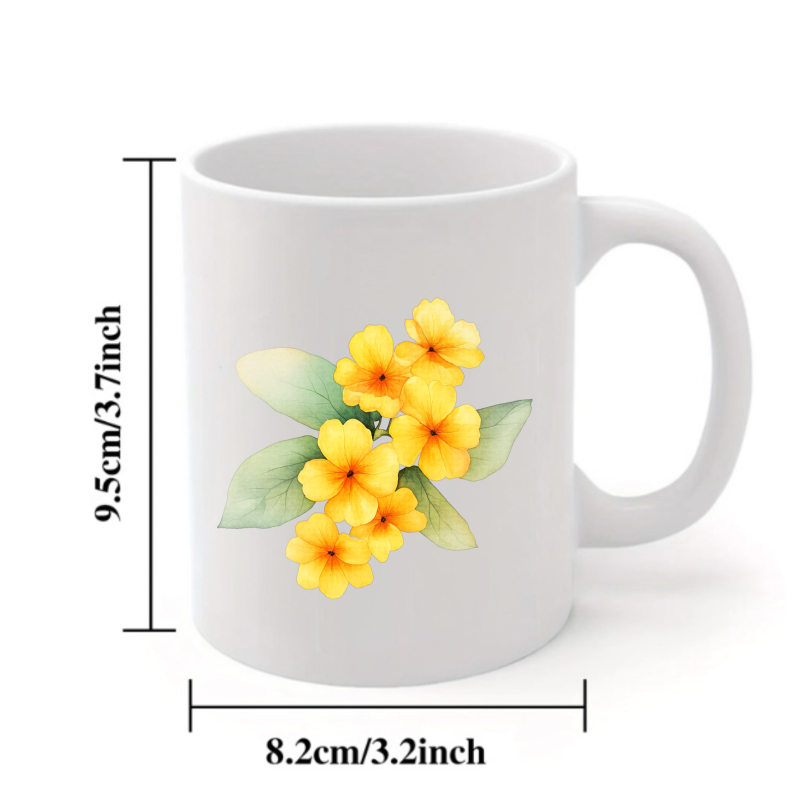 흰색과 노란색 꽃이 있는 세라믹 머그컵, 집이나 사무실 - Coffee Tea Break 리뷰 및 가격
