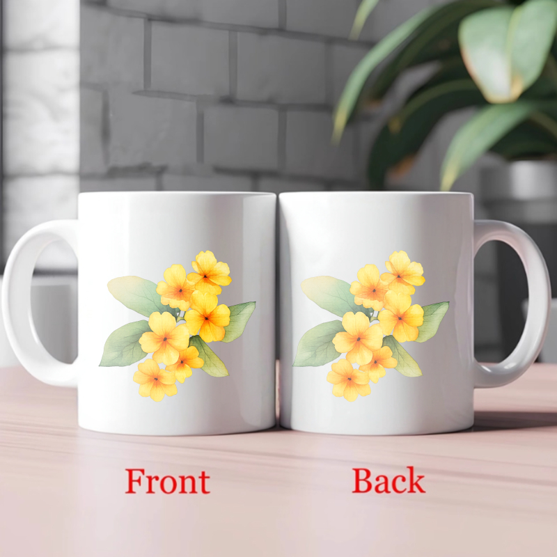 흰색과 노란색 꽃이 있는 세라믹 머그컵, 집이나 사무실 - Coffee Tea Break 리뷰 및 가격