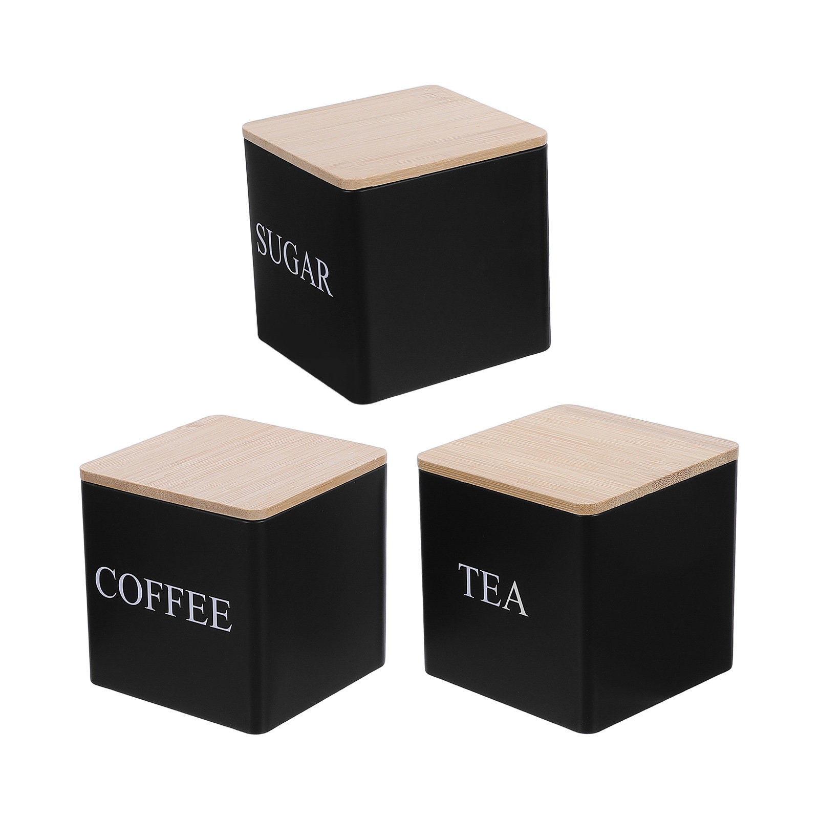 3개 세트 금속 차/커피/설탕 보관 용기, 대나무 뚜껑 - Canister Coffee Sugar Tea 리뷰 및 가격
