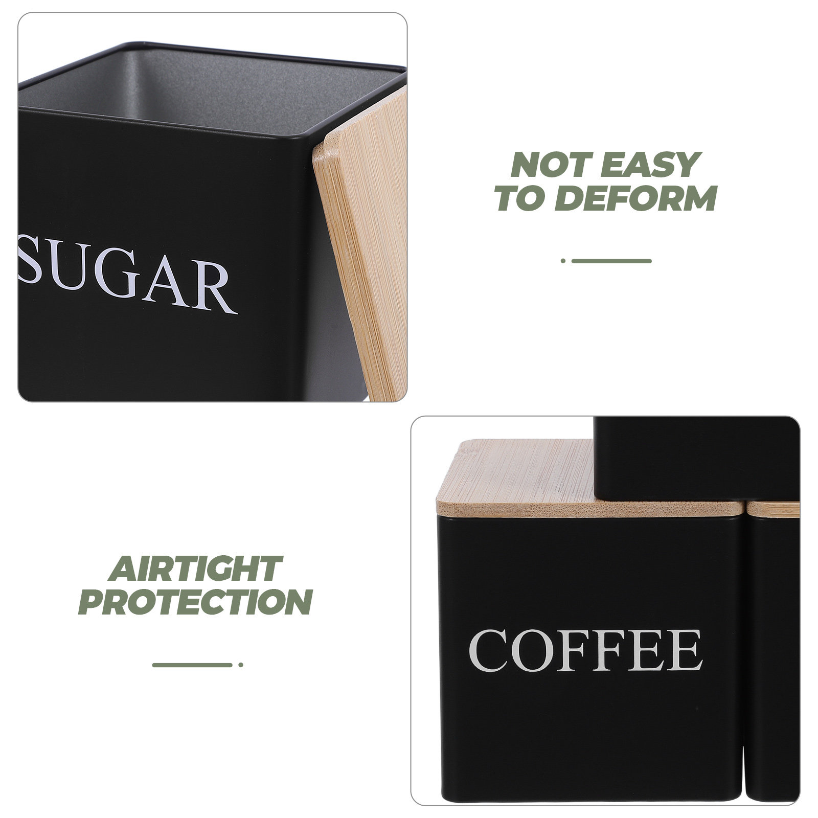3개 세트 금속 차/커피/설탕 보관 용기, 대나무 뚜껑 - Canister Coffee Sugar Tea 리뷰 및 가격